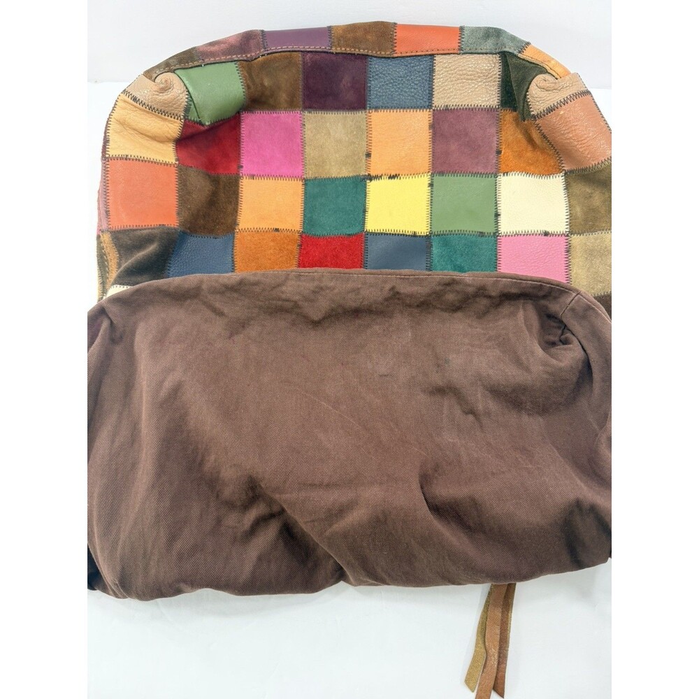 *Rare* Lucky Brand Vintage Patchwork Leather Suede Hobo Bag Multicolor Boho Y2K - Picture 10 of 15